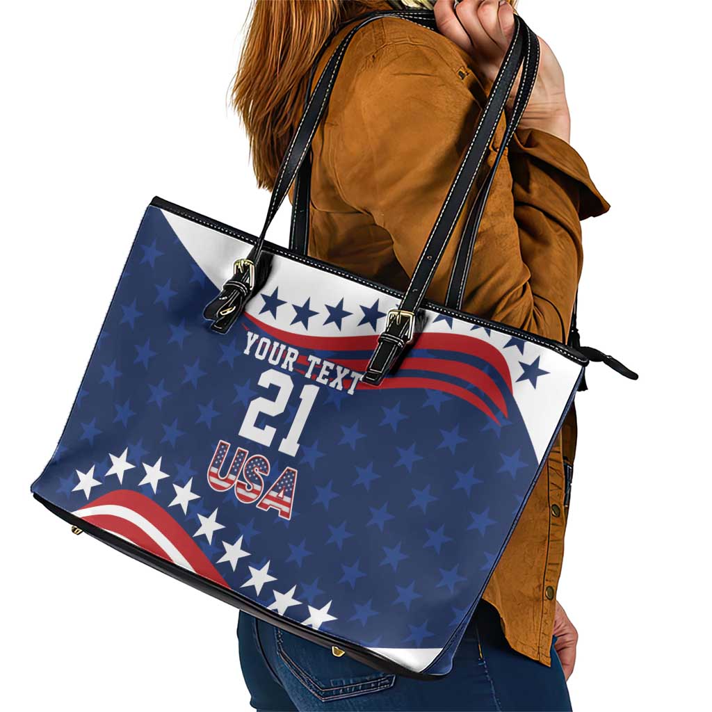 United States Pacific Rugby Custom Leather Tote Bag USA Classic Sporty Pattern