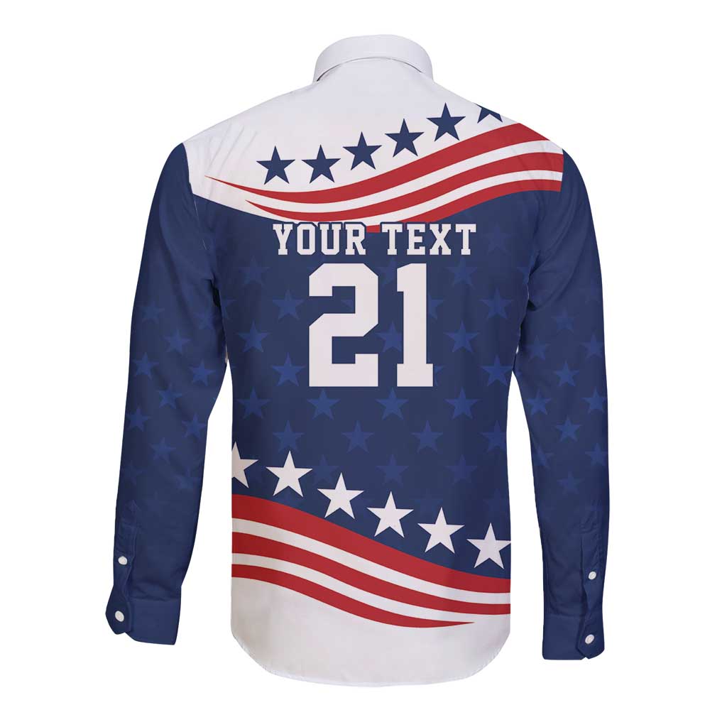 United States Pacific Rugby Custom Long Sleeve Button Shirt USA Classic Sporty Pattern