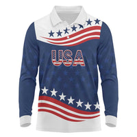 United States Pacific Rugby Custom Long Sleeve Polo Shirt USA Classic Sporty Pattern