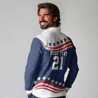 United States Pacific Rugby Custom Long Sleeve Polo Shirt USA Classic Sporty Pattern