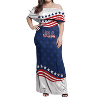 United States Pacific Rugby Custom Off Shoulder Maxi Dress USA Classic Sporty Pattern