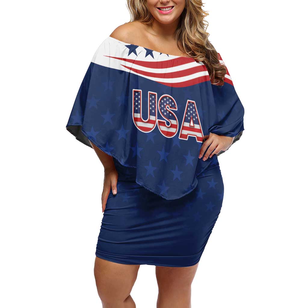 United States Pacific Rugby Custom Off Shoulder Short Dress USA Classic Sporty Pattern