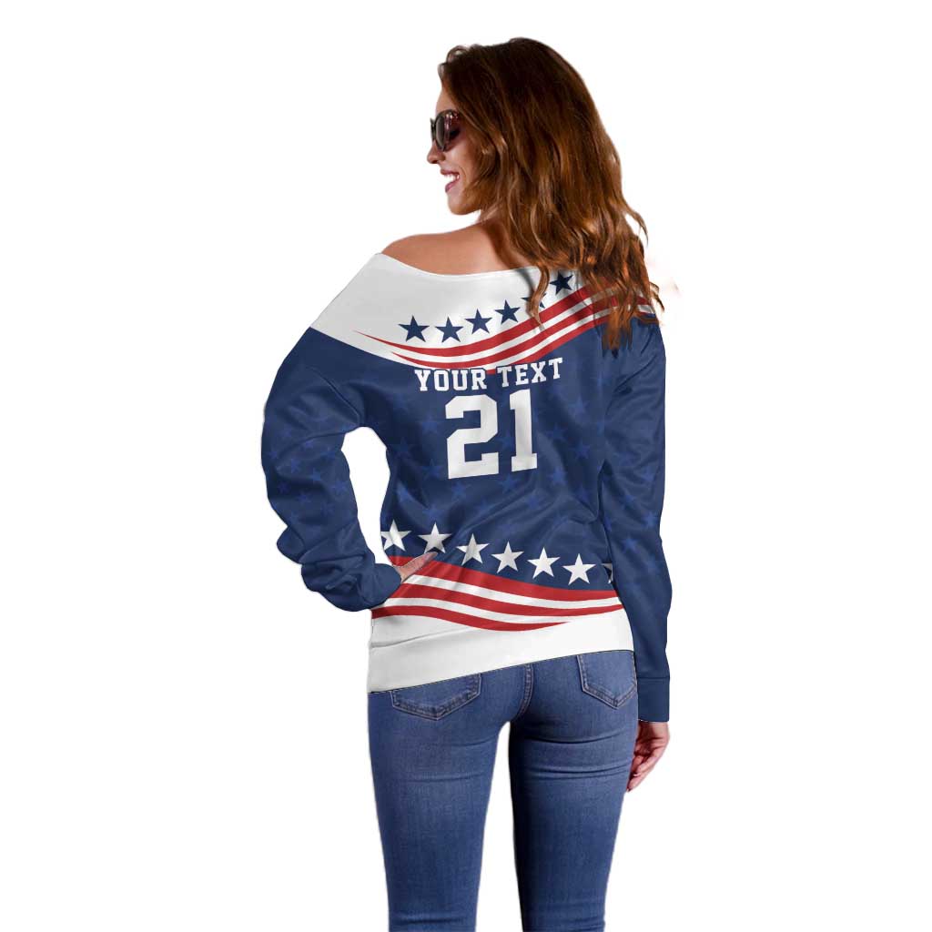 United States Pacific Rugby Custom Off Shoulder Sweater USA Classic Sporty Pattern