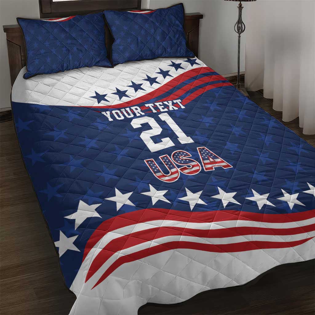 United States Pacific Rugby Custom Quilt Bed Set USA Classic Sporty Pattern