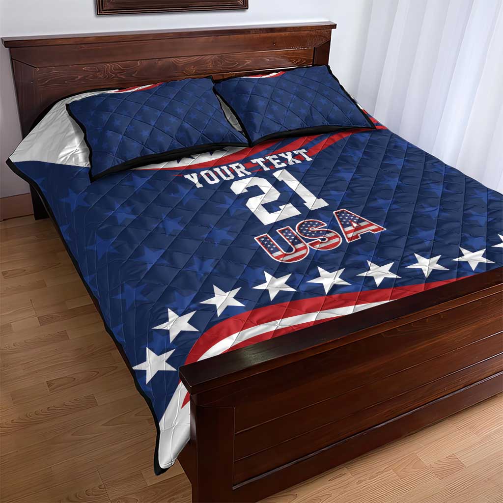 United States Pacific Rugby Custom Quilt Bed Set USA Classic Sporty Pattern