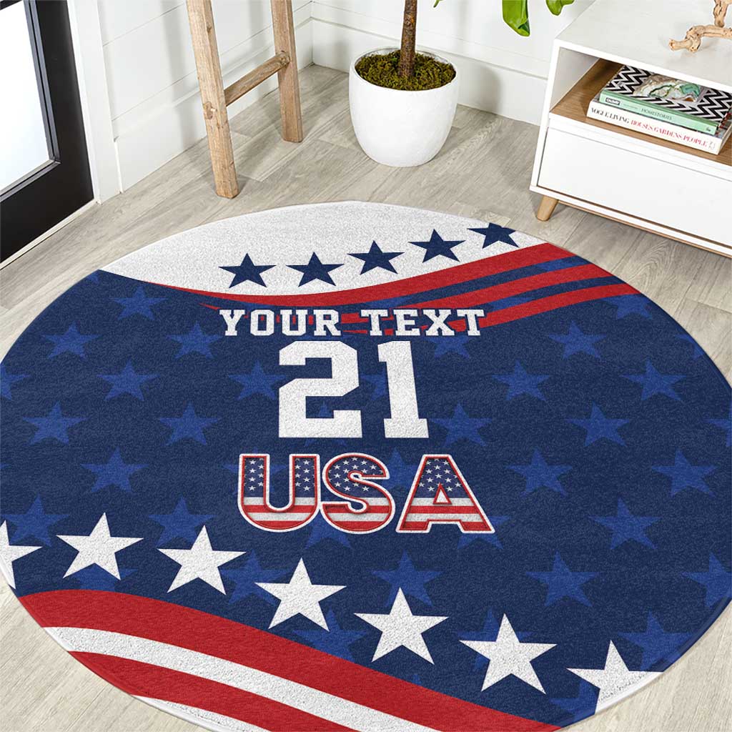 United States Pacific Rugby Custom Round Carpet USA Classic Sporty Pattern