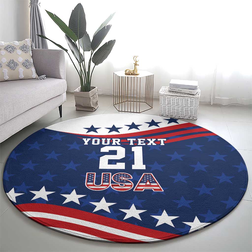 United States Pacific Rugby Custom Round Carpet USA Classic Sporty Pattern