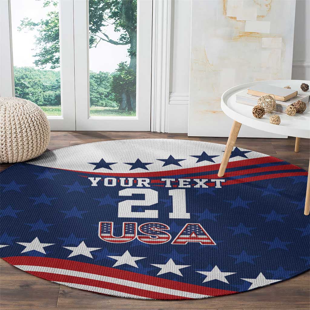 United States Pacific Rugby Custom Round Carpet USA Classic Sporty Pattern