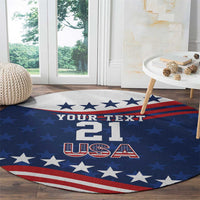 United States Pacific Rugby Custom Round Carpet USA Classic Sporty Pattern