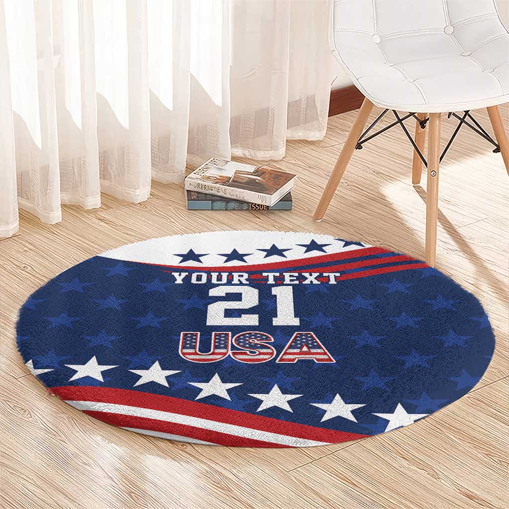 United States Pacific Rugby Custom Round Carpet USA Classic Sporty Pattern