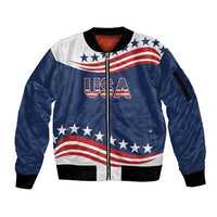 United States Pacific Rugby Custom Sleeve Zip Bomber Jacket USA Classic Sporty Pattern