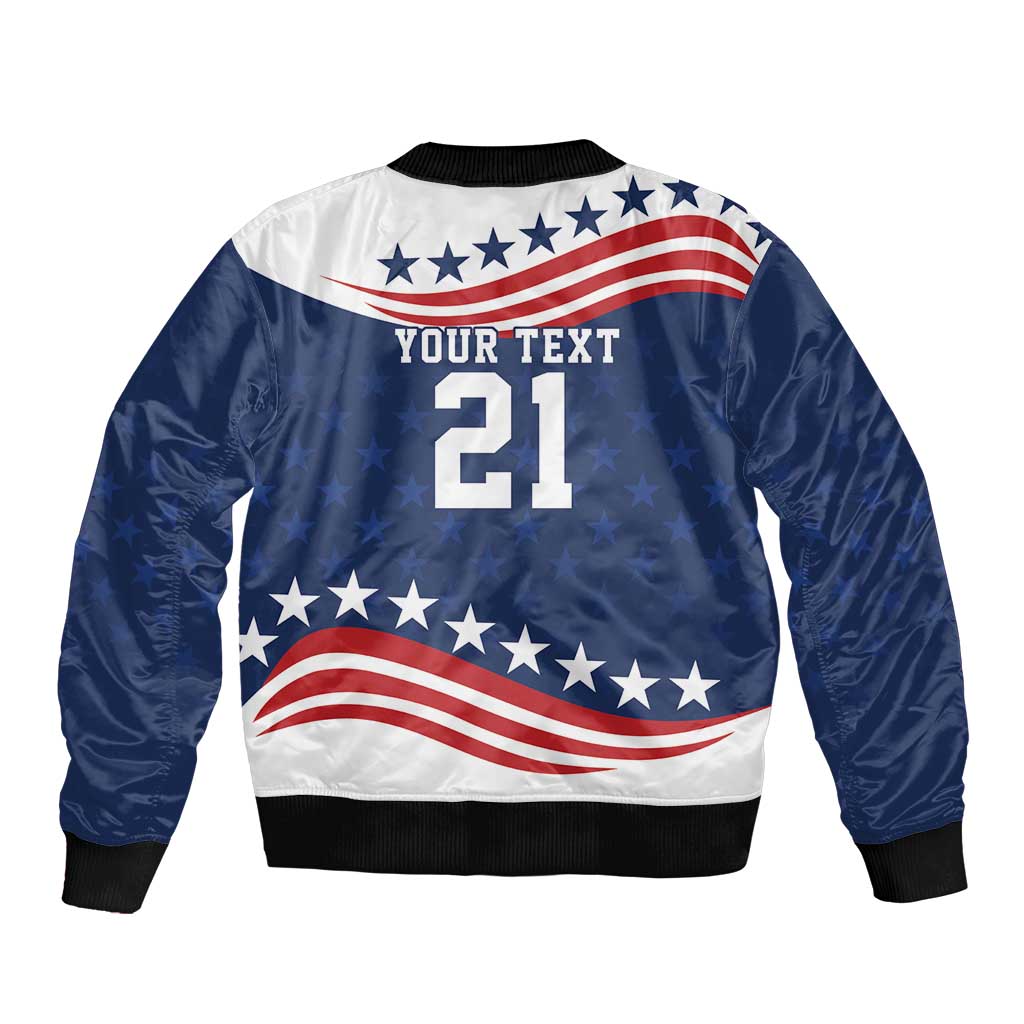 United States Pacific Rugby Custom Sleeve Zip Bomber Jacket USA Classic Sporty Pattern