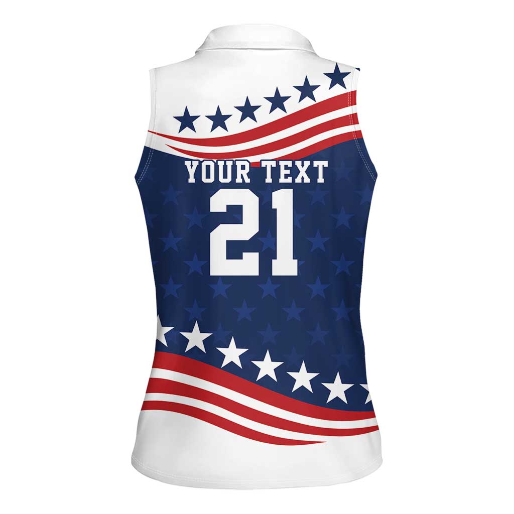 United States Pacific Rugby Custom Women Sleeveless Polo Shirt USA Classic Sporty Pattern