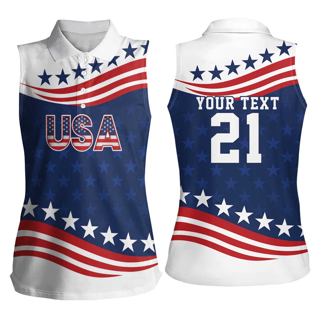 United States Pacific Rugby Custom Women Sleeveless Polo Shirt USA Classic Sporty Pattern