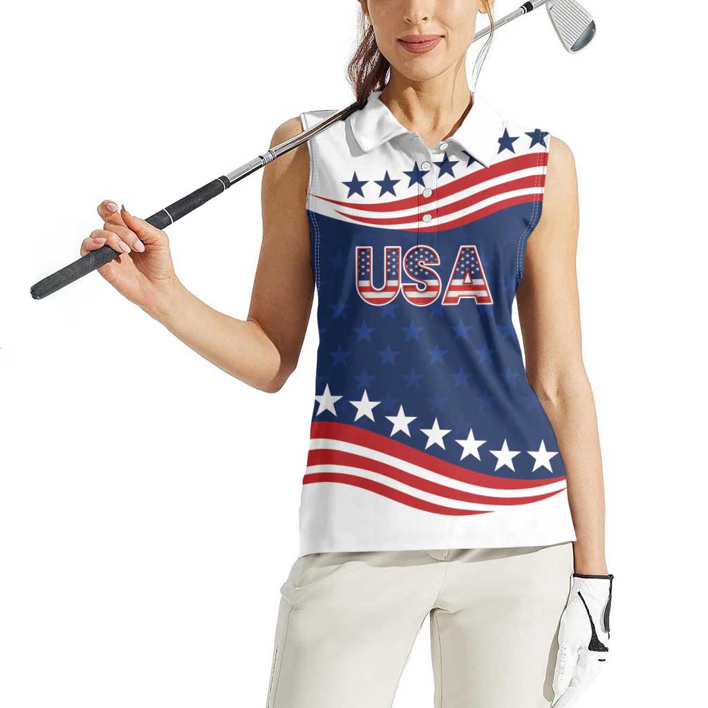 United States Pacific Rugby Custom Women Sleeveless Polo Shirt USA Classic Sporty Pattern