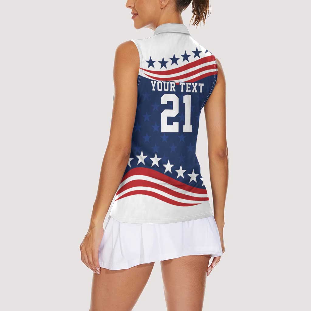 United States Pacific Rugby Custom Women Sleeveless Polo Shirt USA Classic Sporty Pattern