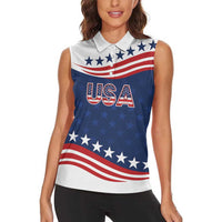 United States Pacific Rugby Custom Women Sleeveless Polo Shirt USA Classic Sporty Pattern
