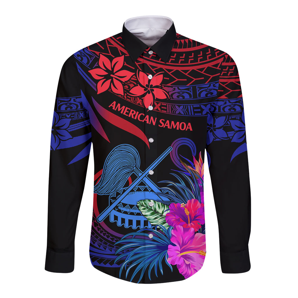 American Samoa Long Sleeve Button Shirt Manu'a Cession Day Polynesian Tribal - Wonder Print Shop