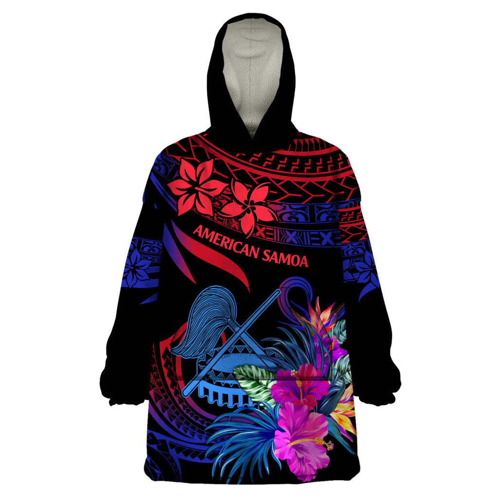 American Samoa Wearable Blanket Hoodie Manu'a Cession Day Polynesian Tribal - Wonder Print Shop