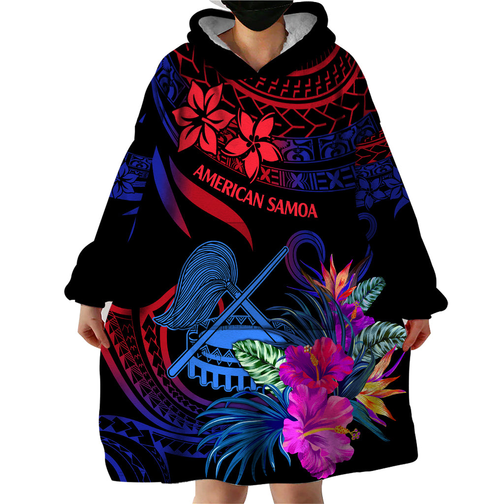 American Samoa Wearable Blanket Hoodie Manu'a Cession Day Polynesian Tribal - Wonder Print Shop