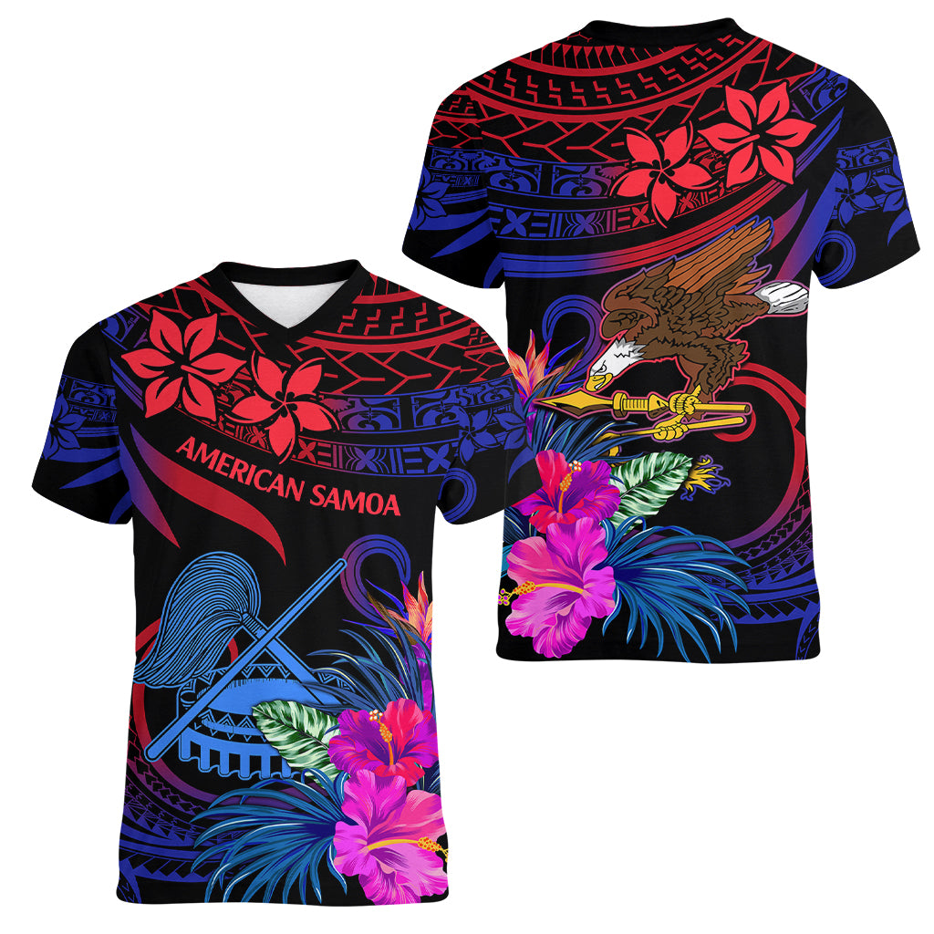 American Samoa Women V Neck T Shirt Manu'a Cession Day Polynesian Tribal - Wonder Print Shop