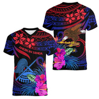 American Samoa Women V Neck T Shirt Manu'a Cession Day Polynesian Tribal - Wonder Print Shop