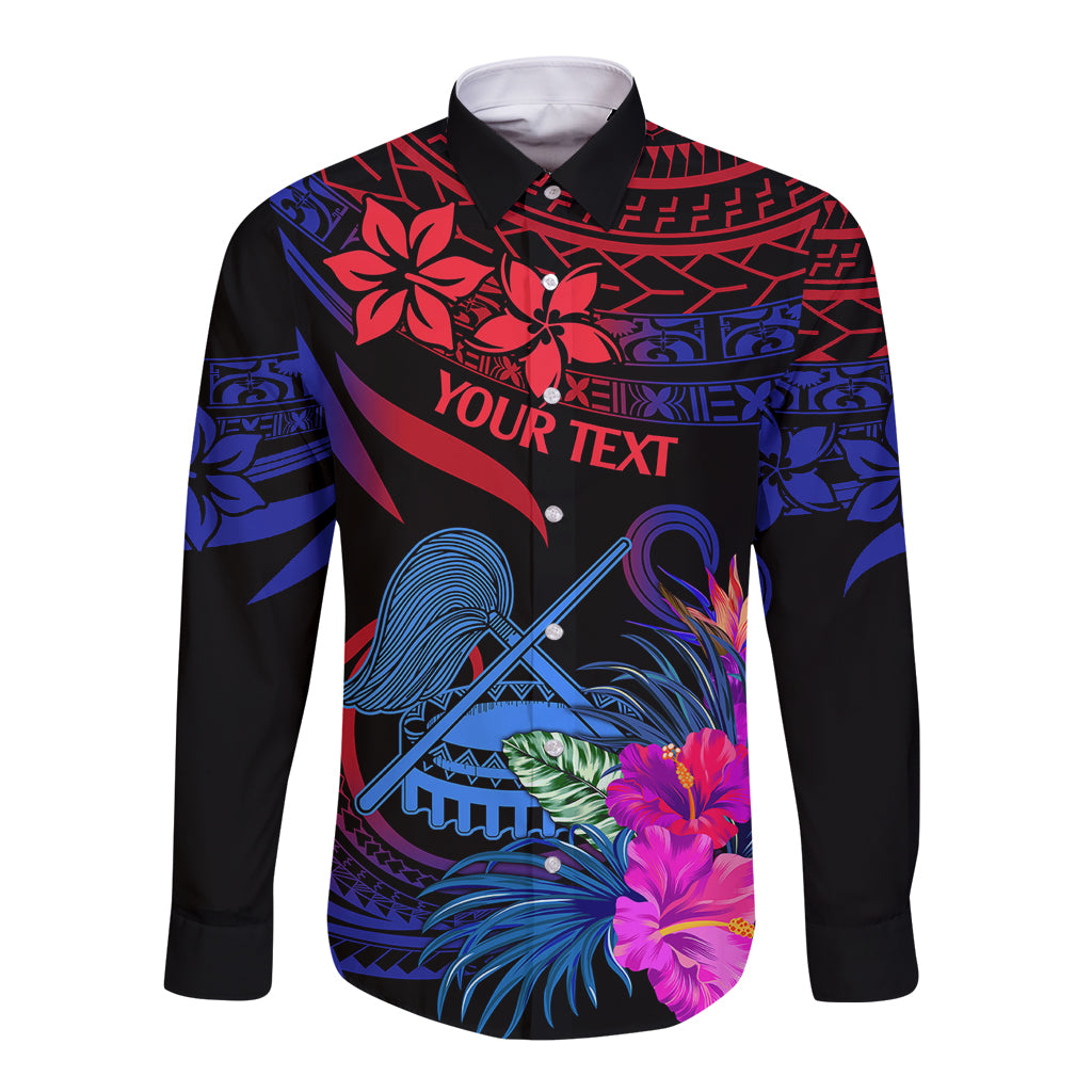 Custom American Samoa Long Sleeve Button Shirt Manu'a Cession Day Polynesian Tribal - Wonder Print Shop
