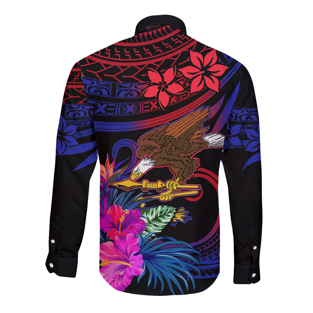 Custom American Samoa Long Sleeve Button Shirt Manu'a Cession Day Polynesian Tribal - Wonder Print Shop
