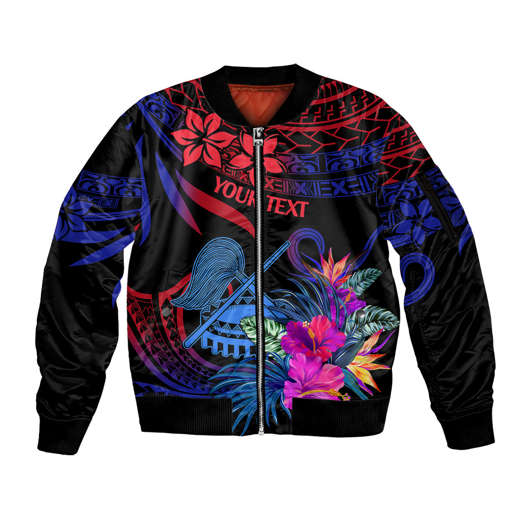 Custom American Samoa Sleeve Zip Bomber Jacket Manu'a Cession Day Polynesian Tribal - Wonder Print Shop