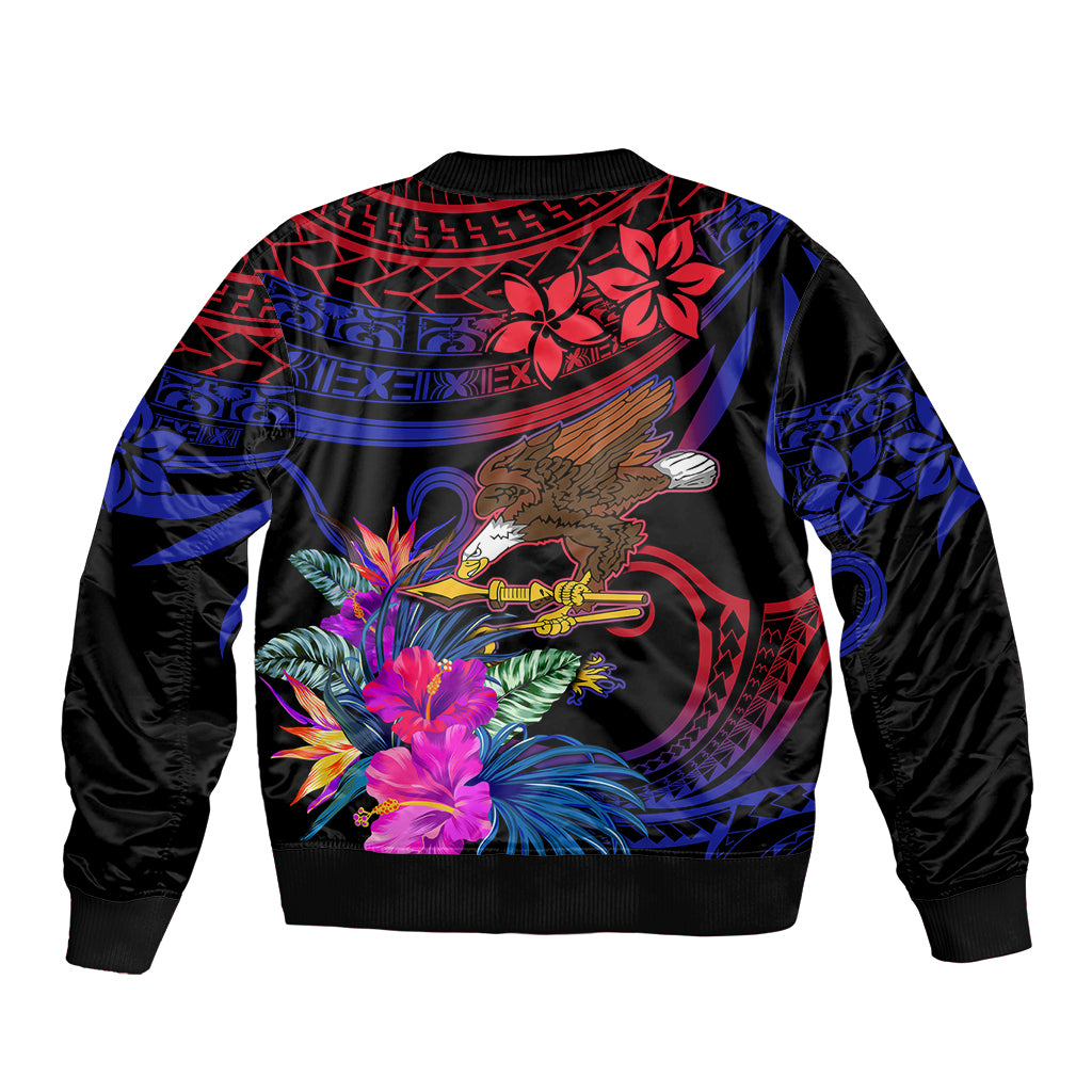 Custom American Samoa Sleeve Zip Bomber Jacket Manu'a Cession Day Polynesian Tribal - Wonder Print Shop