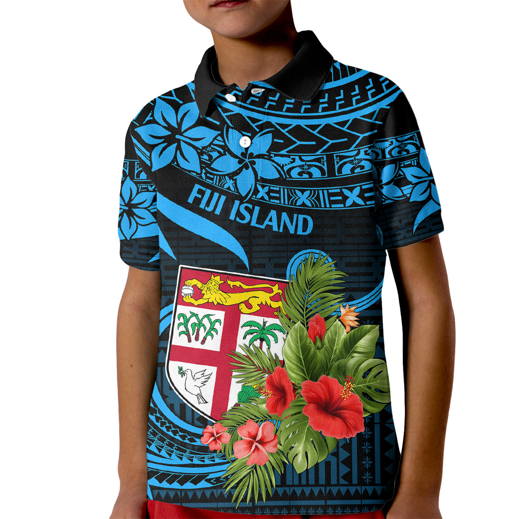 Fiji Islands Kid Polo Shirt With Polynesian Tribal Happy National Day - Wonder Print Shop