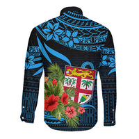 Fiji Islands Long Sleeve Button Shirt With Polynesian Tribal Happy National Day - Wonder Print Shop