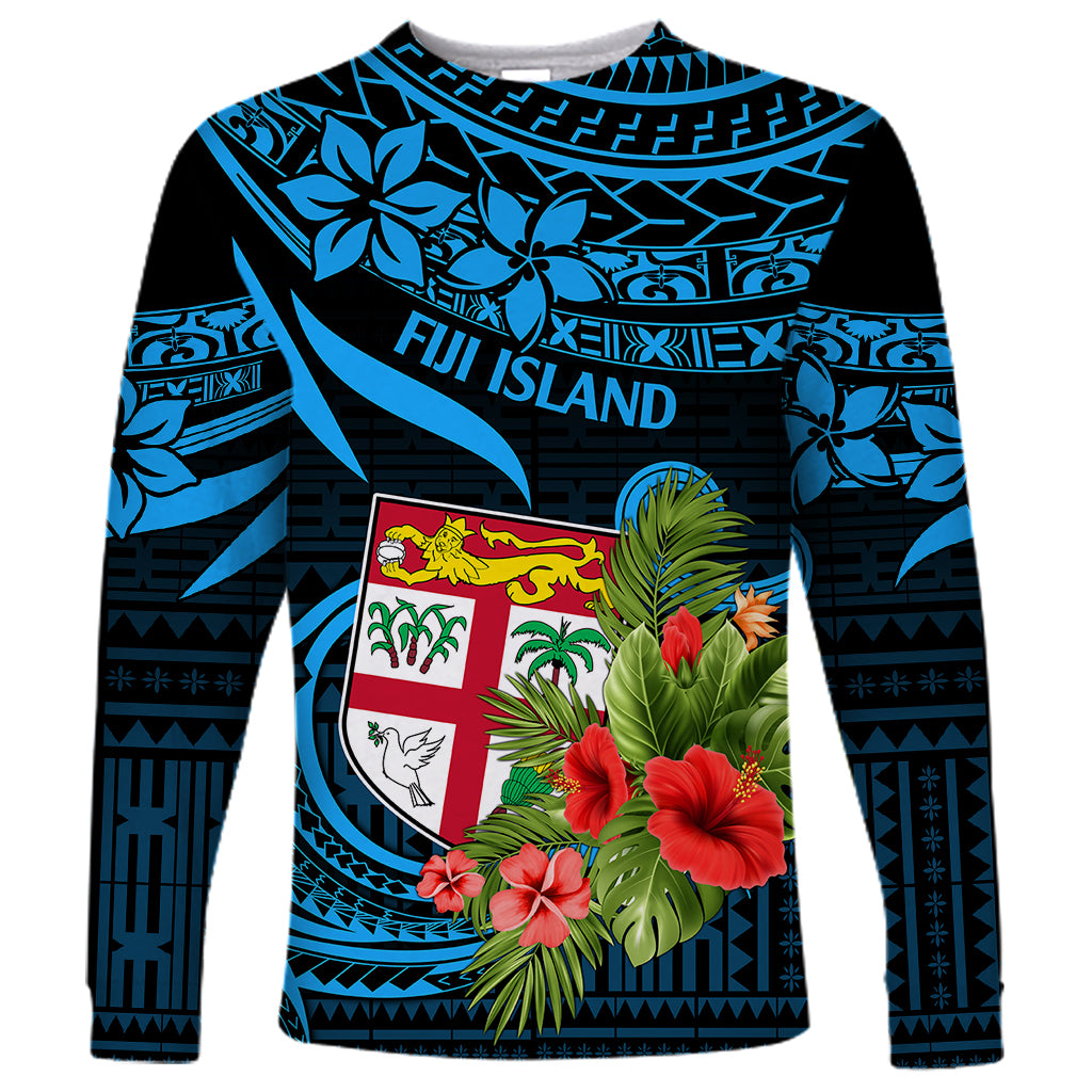Fiji Islands Long Sleeve Shirt With Polynesian Tribal Happy National Day - Wonder Print Shop