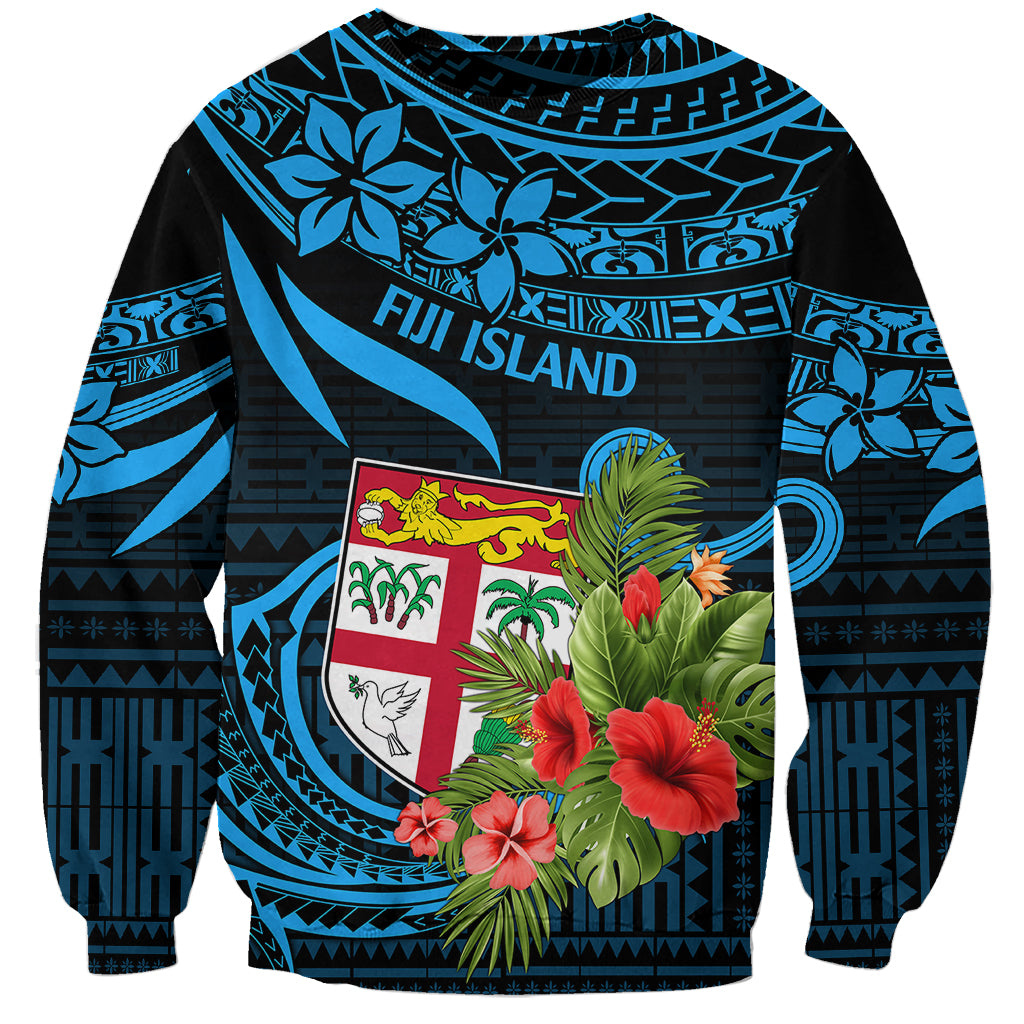 Fiji Islands Sweatshirt With Polynesian Tribal Happy National Day - Wonder Print Shop