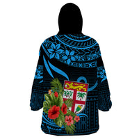 Fiji Islands Wearable Blanket Hoodie With Polynesian Tribal Happy National Day - Wonder Print Shop