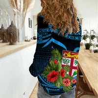Fiji Islands Women Casual Shirt With Polynesian Tribal Happy National Day - Wonder Print Shop