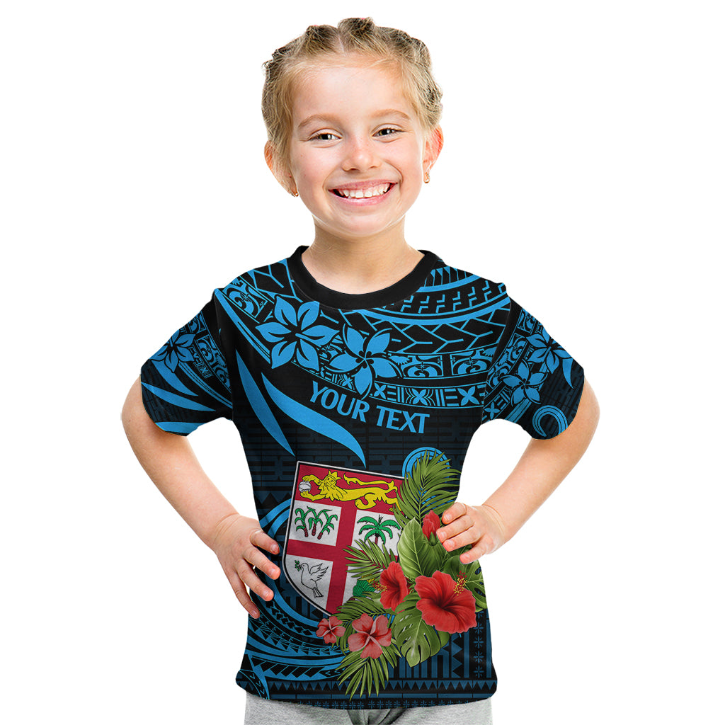 Custom Fiji Islands Kid T Shirt With Polynesian Tribal Happy National Day - Wonder Print Shop
