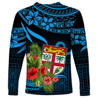 Custom Fiji Islands Long Sleeve Shirt With Polynesian Tribal Happy National Day - Wonder Print Shop