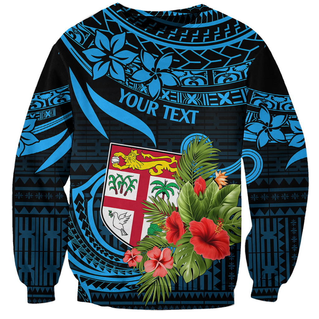 Custom Fiji Islands Sweatshirt With Polynesian Tribal Happy National Day - Wonder Print Shop