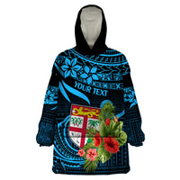 Custom Fiji Islands Wearable Blanket Hoodie With Polynesian Tribal Happy National Day - Wonder Print Shop