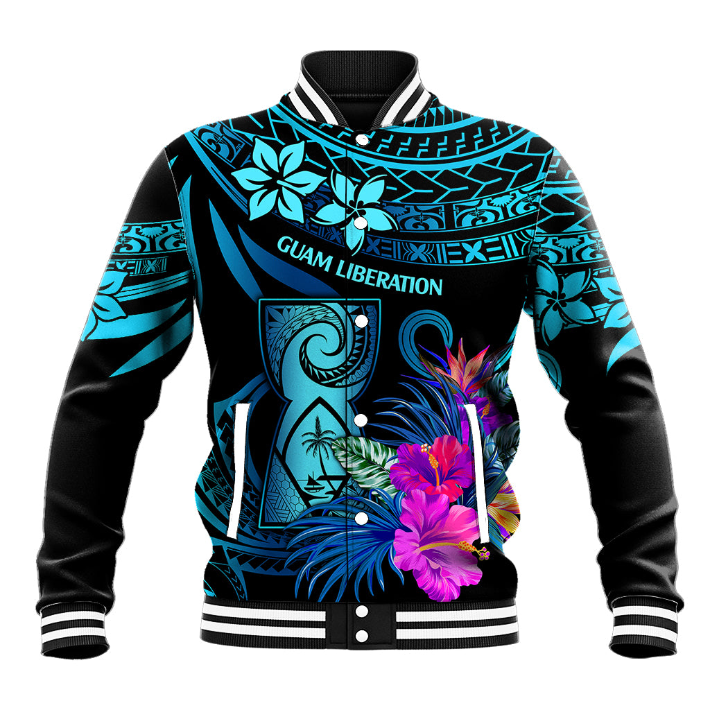 Polynesian Guam Baseball Jacket With Latte Stone Happy Liberation Day LT9 - Wonder Print Shop