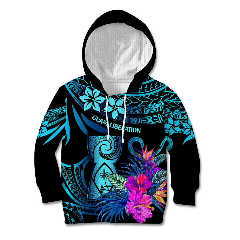 Polynesian Guam Kid Hoodie With Latte Stone Happy Liberation Day - Wonder Print Shop