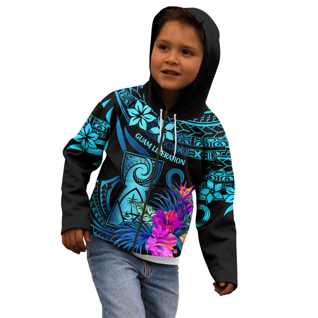 Polynesian Guam Kid Hoodie With Latte Stone Happy Liberation Day - Wonder Print Shop