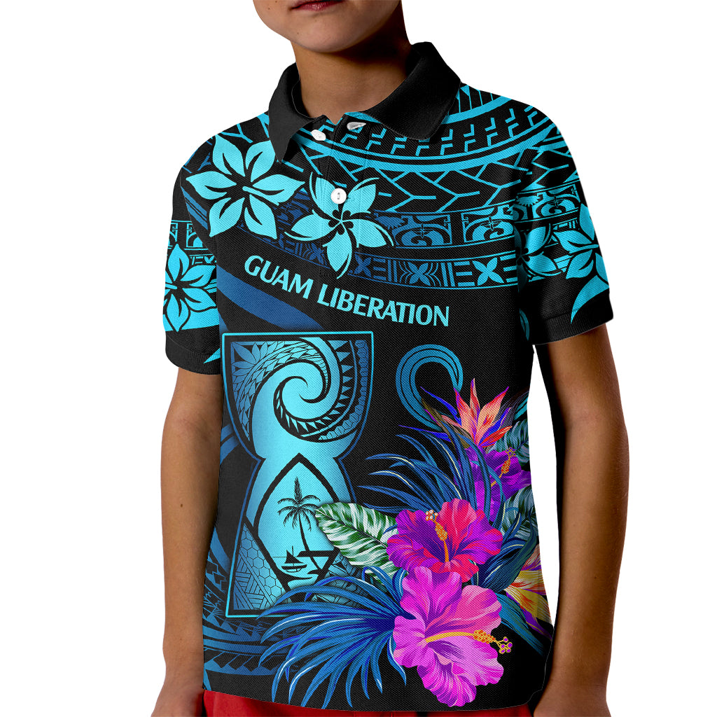 Polynesian Guam Kid Polo Shirt With Latte Stone Happy Liberation Day - Wonder Print Shop