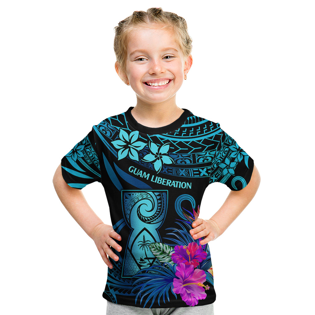 Polynesian Guam Kid T Shirt With Latte Stone Happy Liberation Day - Wonder Print Shop
