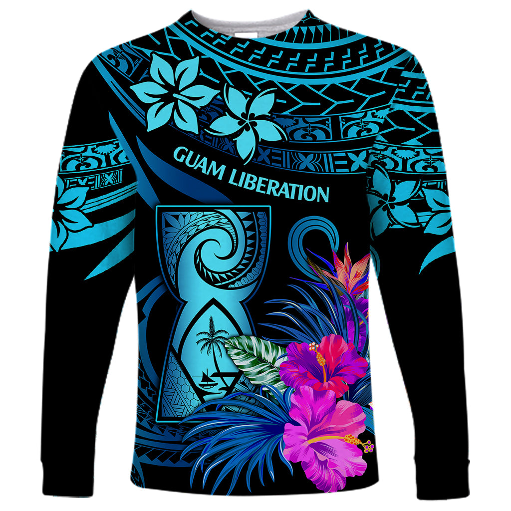 Polynesian Guam Long Sleeve Shirt With Latte Stone Happy Liberation Day - Wonder Print Shop