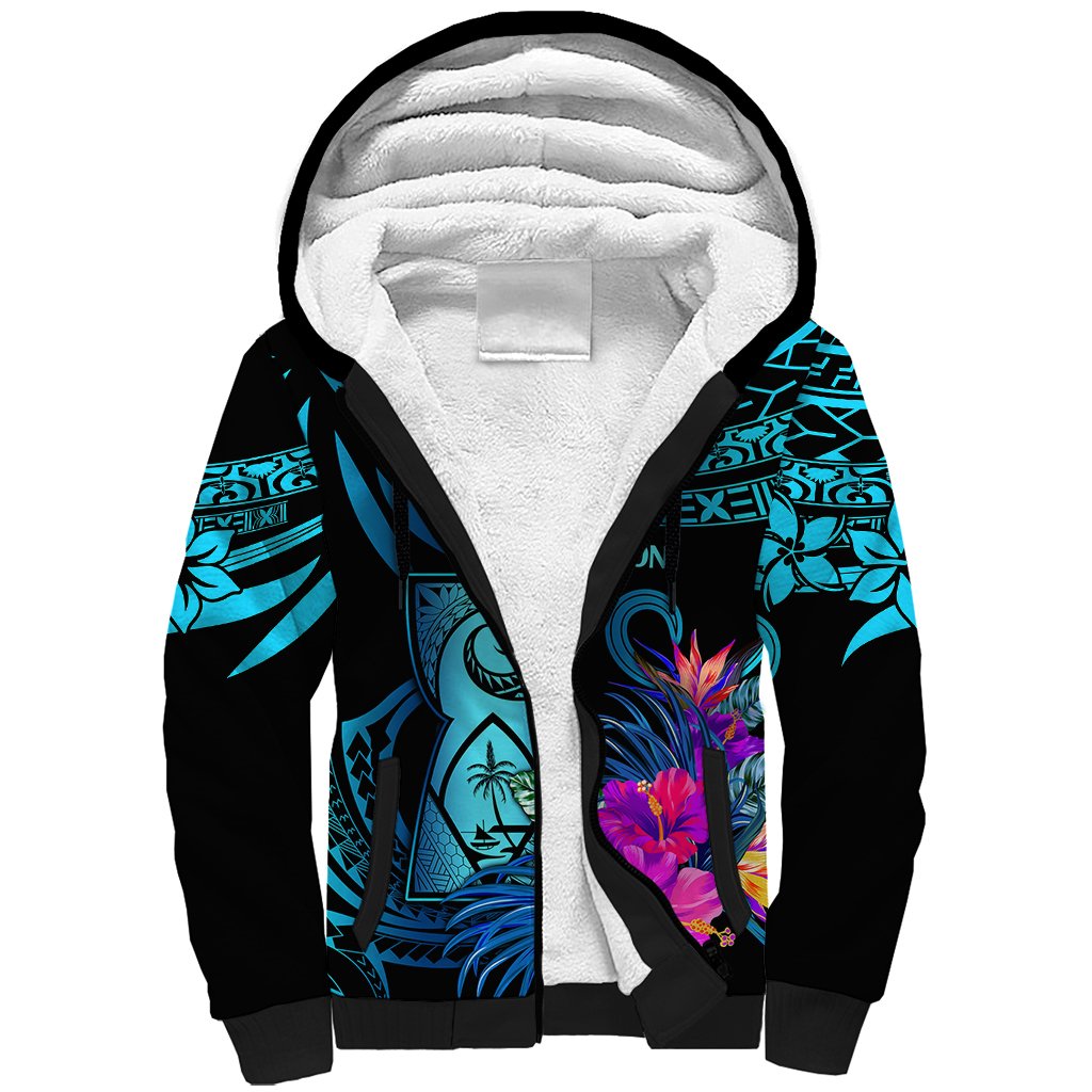 Polynesian Guam Sherpa Hoodie With Latte Stone Happy Liberation Day - Wonder Print Shop