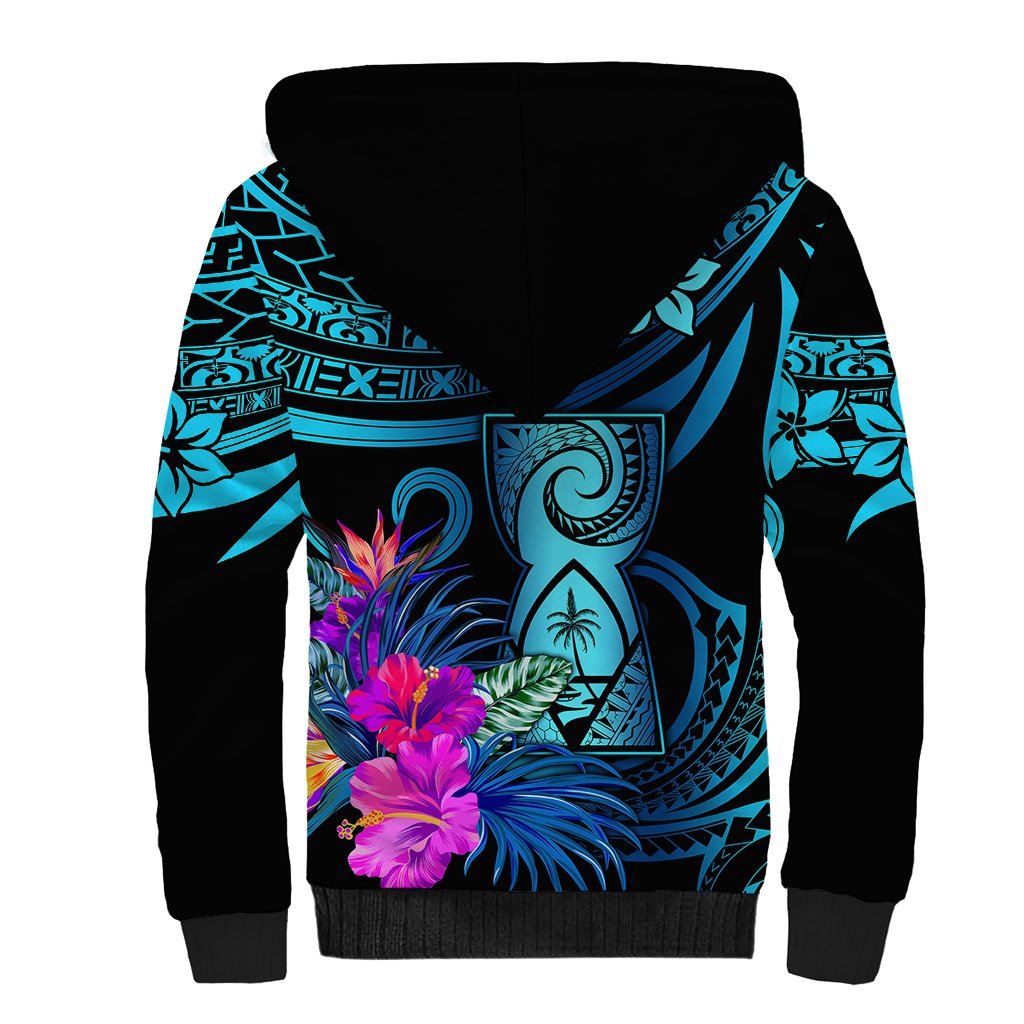 Polynesian Guam Sherpa Hoodie With Latte Stone Happy Liberation Day - Wonder Print Shop