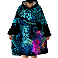 Polynesian Guam Wearable Blanket Hoodie With Latte Stone Happy Liberation Day - Wonder Print Shop