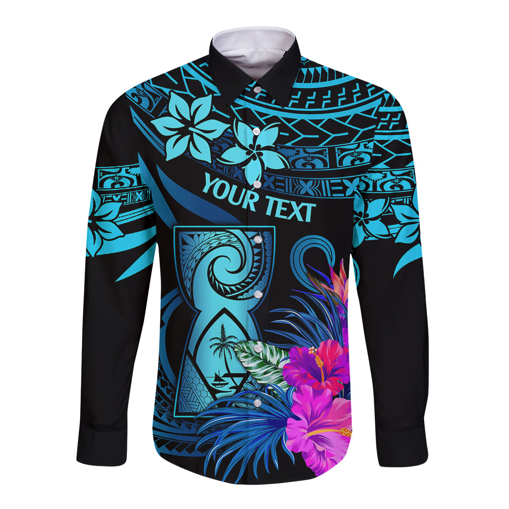 Custom Polynesian Guam Long Sleeve Button Shirt With Latte Stone Happy Liberation Day - Wonder Print Shop